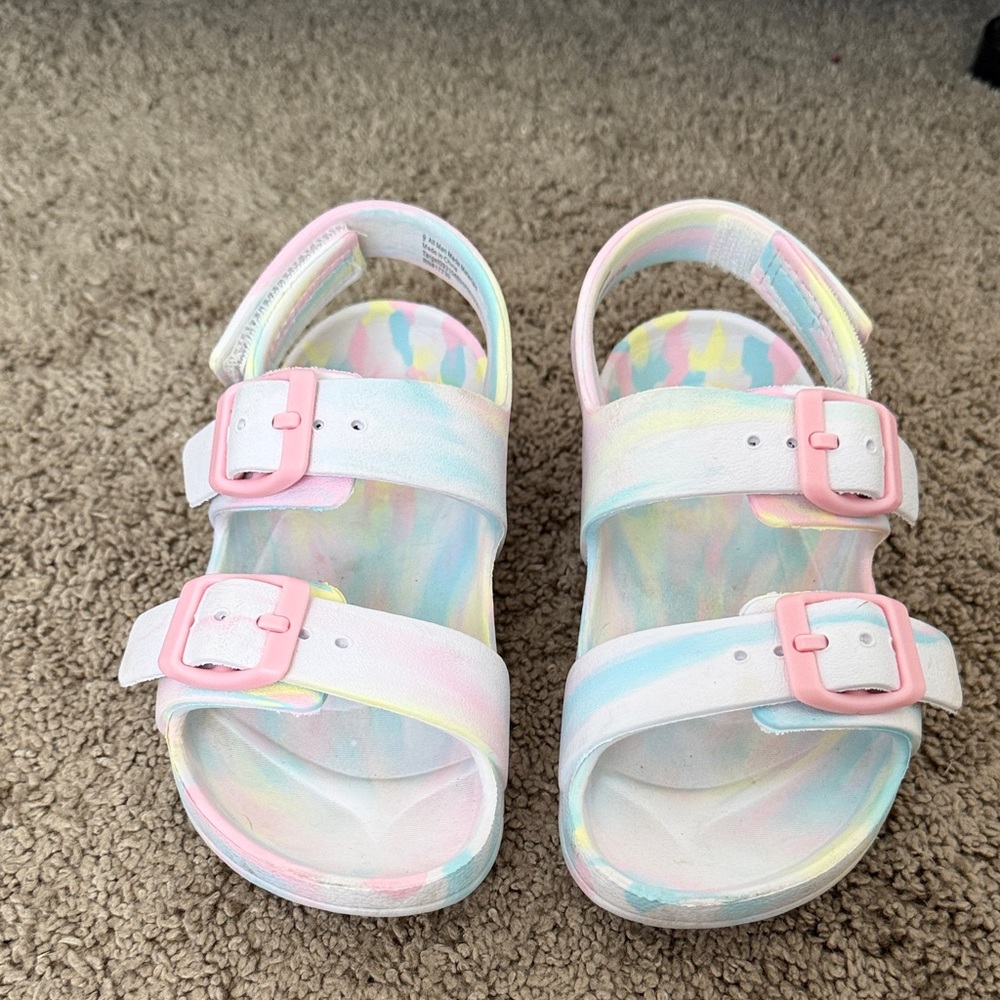 Kids Colorful Sandals with Pink Accents